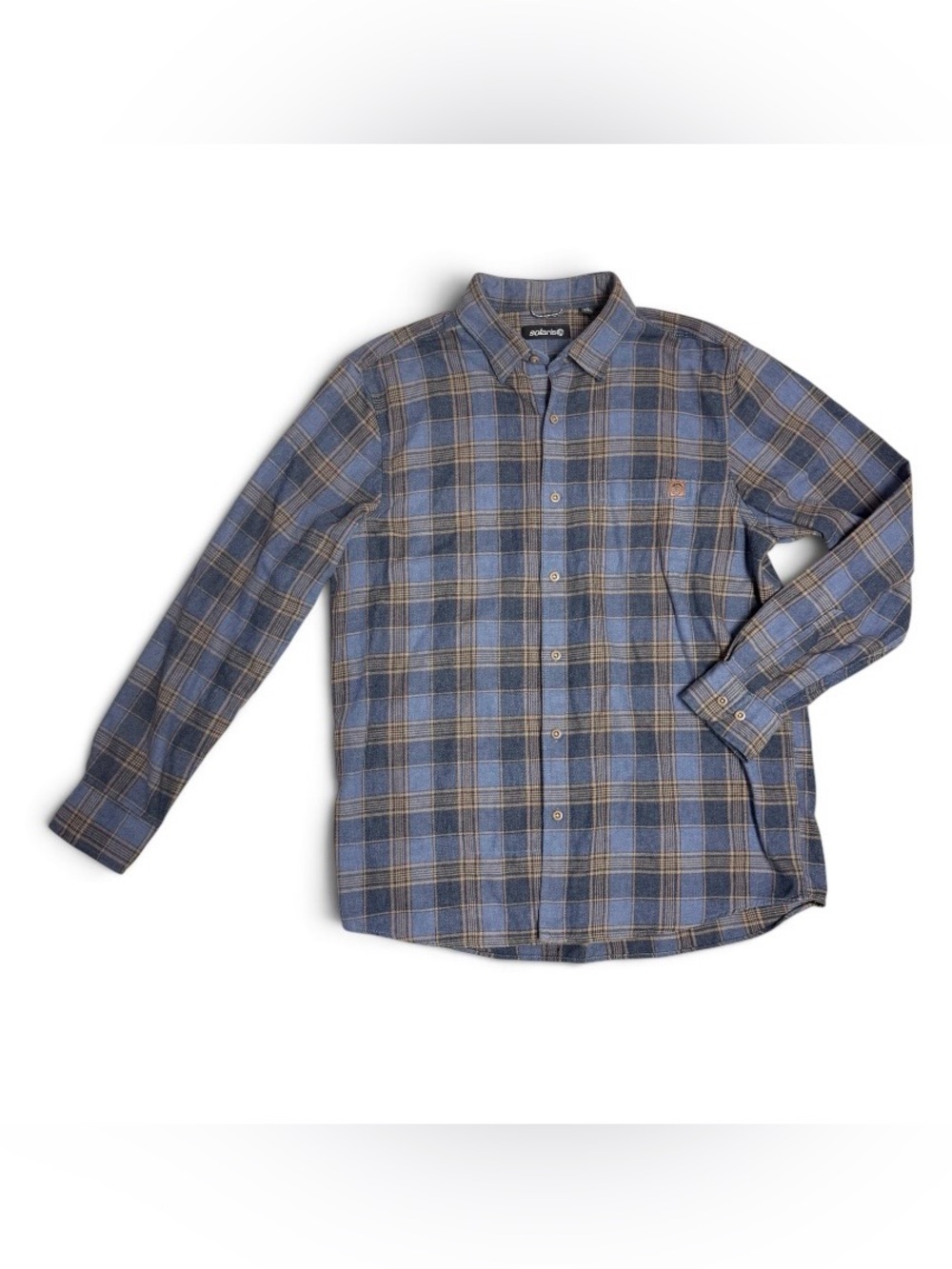 Solaris Men's Blue Plaid Long-Sleeve Button-Down Shirt - Casual size large